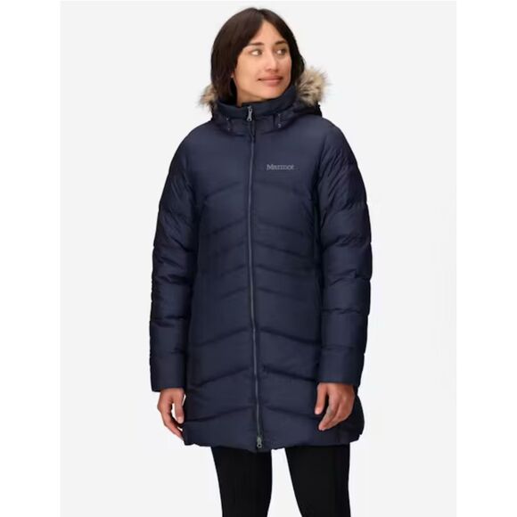 Marmot Women’s Montreal Down Coat Navy Blue Small NWT - Picture 1 of 10